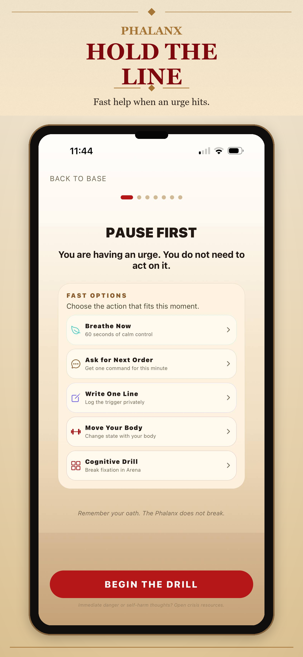 PHALANX current App Store panel showing Stay in Control