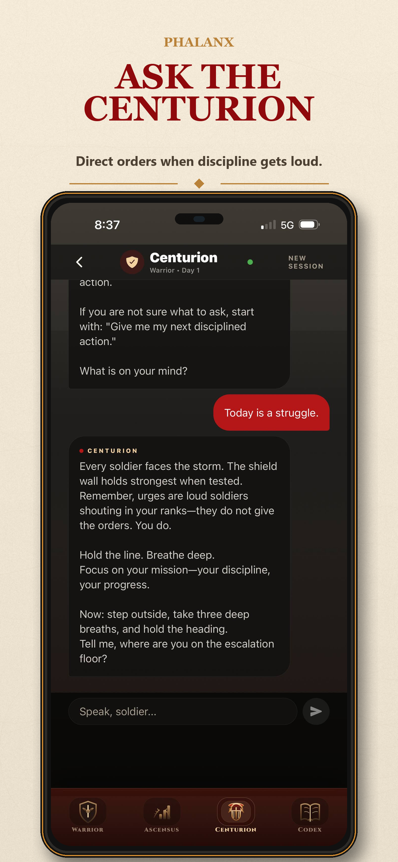 PHALANX Centurion command screen