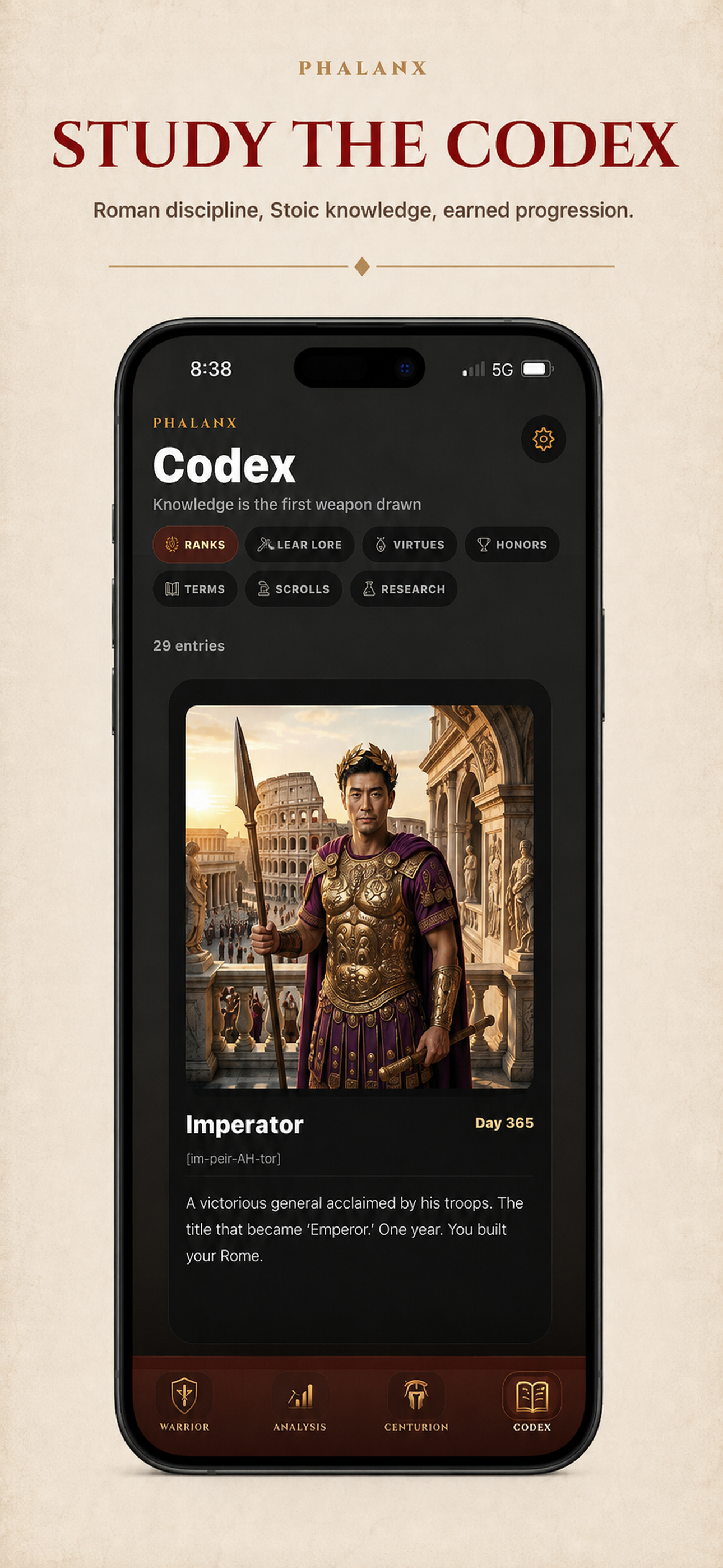 PHALANX Codex screen