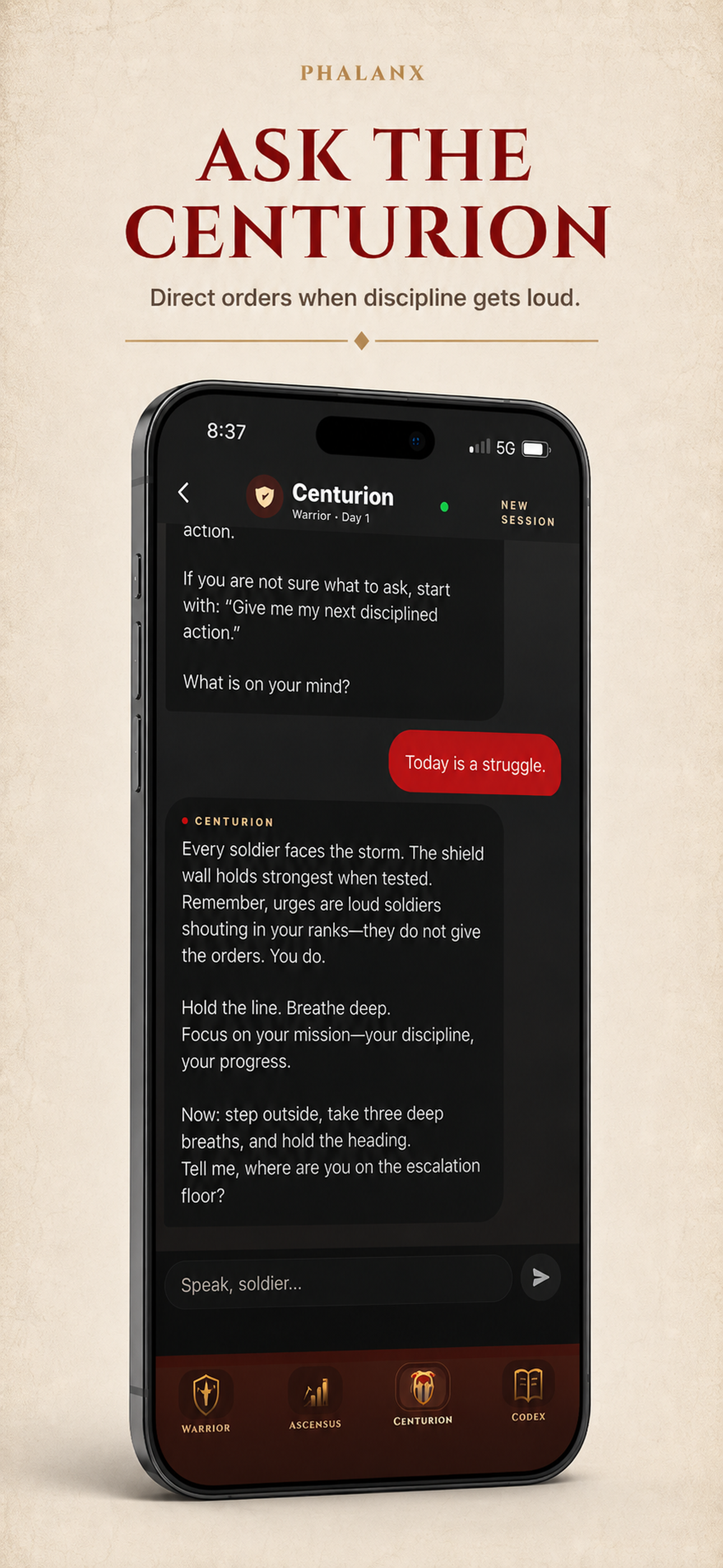 PHALANX Centurion guidance screen