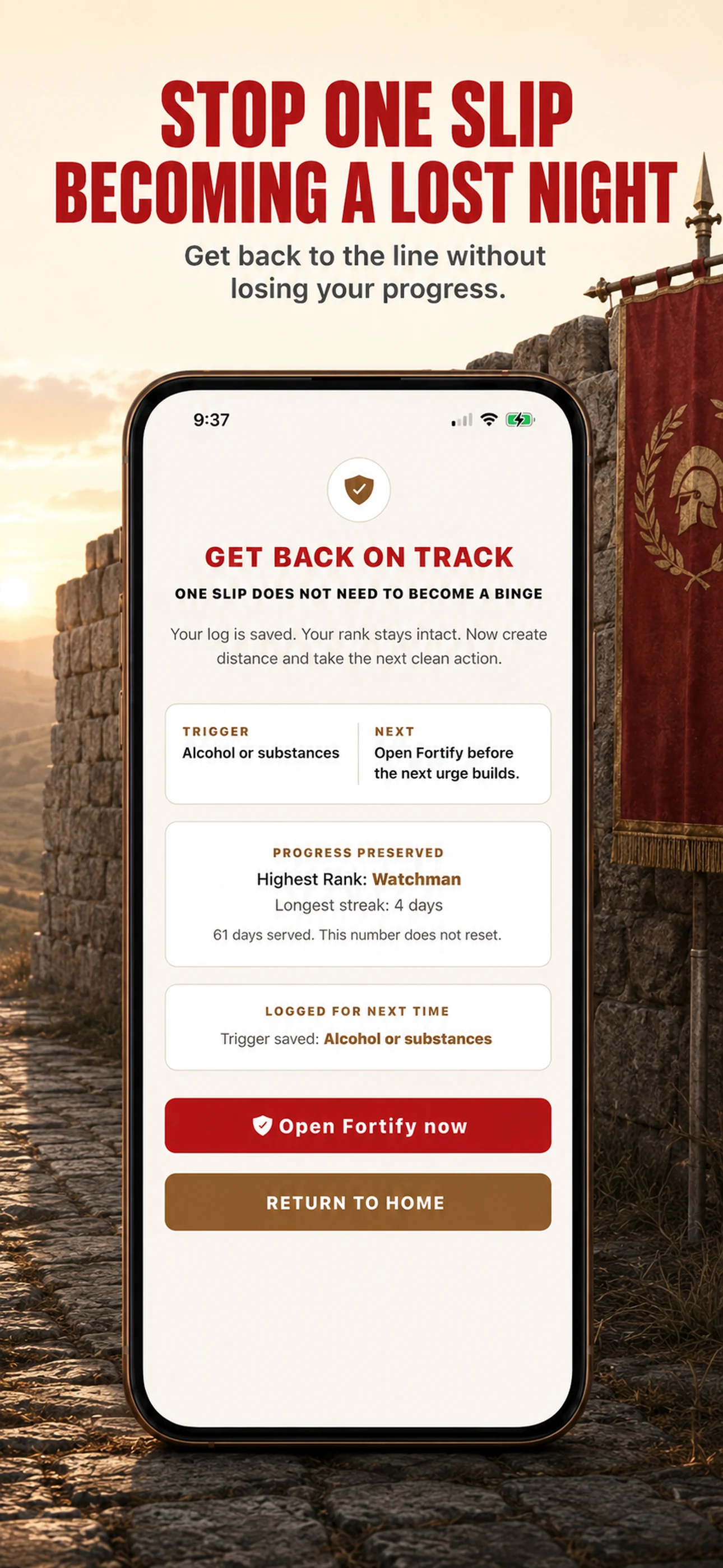 PHALANX Return to Line recovery screen